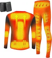 [IMYOGI] Cozy Heating Thermal Underwear Suit, Electric Heated Base Layer Shirt and Pants with 3 Level Temperature for Men Women
