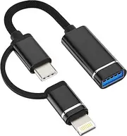 OTG Cable USB A Female to USB C Lightning Male Adapter for Compatible for Samsung LG Apple IPhone15 Pro Max Plus ipad Pro Air MacBook CJJ