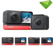 Insta 360 Insta360 ONE R Twin Edition - Super 5.7K Dual-Lens 360 Camera + 4K Wide Angle 60FPS for Shooting Selfie and Vlog Videos, IPX8 Waterproof Voice Control