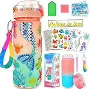 Unicorn Decorate Your Own Water Bottle Kits, Gifts for Girls Age 5 6 7 8 9: Craft Kits for Kids 6-12 Girls Toys 4-12 Year Old Kids Birthday Present for 8-9-10-11 Children Diamond Art Stickers