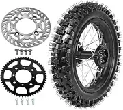 YC Yier 80/100-12 3.00-12 Tire Tube,12" Rear Wheel Rim With 420 53T Sprocket & Brake Disc For Apollo SSR 50cc 70cc 90cc 110cc 125cc 140cc 150cc XR CRF70 Dirt Pit Bike TaoTao KX65 (15mm Axle)