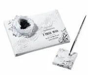 Elegant Wedding Guest Book & Pen | "True Love" | Black & White