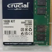 Crucial 16GB (2 x 8GB) SO-DIMM PC4-19200 DDR4-2400 Memory (CT2K8G4SFD824A)