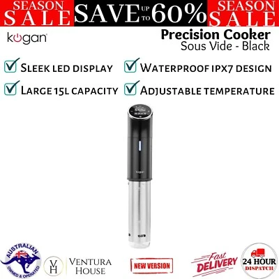 Kogan SmarterHome™ Sous Vide Precision Cooker Pressure Vacuum Seal Cooking Black