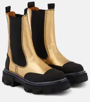 [Ganni] Ganni Metallic leather Chelsea boots AU 5 gold