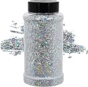 TORC 1 Pound Silver Holographic Glitter 16 OZ Mix Chunky Glitter Bulk for Resin Craft Cosmetic Art Festival Decoration