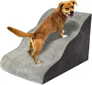 Dog Stairs for Small Dogs, High Density Foam Pet Steps with Durable Non-Slip Waterproof Fabric Cover, Dog Steps for Couch, Chair or Bed, 3-Tiers, Grey