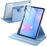 [JETech] Rotating Case for Samsung Galaxy Tab S10 FE / S9 FE 10.9-Inch / S9 11-Inch with S Pen Holder, 360 Degree Rotation Protective Stand Cover Clear Back, Auto Wake/Sleep (Blue)