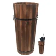 Wooden Umbrella Bucket with Stand Garbage Can Outdoor Trash Razor Holder