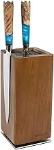 KUCHEASY Magnetic Knife Block 360° Rotating Wood Universal Knife Holder with Four Side Ultra Strong Magnets, Knife Storage Rack with Removable Bristles, Multifunctional Storage for Kitchen Counter Top