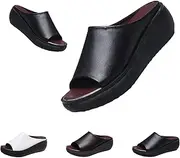[Generic] Orthopedic Sandals for Women 2025 Summer Comfortable Orthotic Leather Wedges Slides Dressy Platform Heel Arch Support Slip Sandals