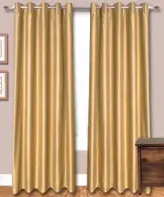 Golden Faux Silk Dupioni Curtains, 51" (130 cm) Wide. Chose Top, Length & Lining