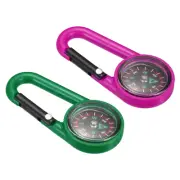 2 in 1 Set Pocket Compass Keychain Mini Belt Clip Emergency Tool Green Rose Red