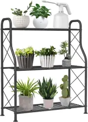 Plant Stand,3-Tier Metal Corner Plant Shelf Racks Indoor Outdoor Garden Patio Li