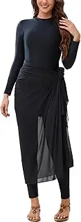 [IBAKOM] Burkini Swimsut for Women 4 Pieces Long Sleeve Muslim Swim Shirt + Pant + Skirt + Cover Up Islamic Modest Bathing Suit