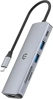 TOTU USB C Adapter with 4K HDMI Output, Compatible for MacBook Pro/Air Ipad Pro, 100W PD Port, 2 USB 3.0, SD/TF Card Slot, USB C Docking for Dell Laptop and Other Type C Devices