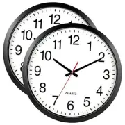 Black Wall Clock Silent Non Ticking - XL 18 Inch, Set of Two Quality Quartz