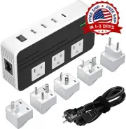 Adaptador De Enchufe De Viaje USB C Europeo Con 5 Tomas De Corriente Y 3 Puertos