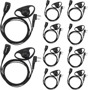 LSENG 2 Way Radio earpiece with D Shape earhook with Microphone PTT for Baofeng Kenwood Radio earpiece for Law Enforcement(10 Pack)
