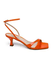 Square head clasp high-heeled sandals 38 Orange