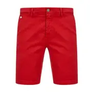 REPLAY MEN'S HYPERFLEX XLITE CHINO COTTON SHORTS WITH BELT LOOPS IN RED // BNWT