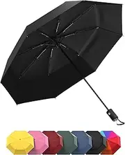 Rain-Mate Compact Travel Umbrella - Windproof, Reinforced Canopy, Ergonomic Handle, Auto Open/Close (Black)