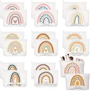 Sieral 20 Pcs Canvas Makeup Bags Bulk Inspirational Cosmetic Bag Pouch with Zipper for Women Employee Appreciation Thank You Gifts for Volunteer Teacher Nurse Assistant Mom Gifts, Multicolor, Rainbow