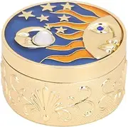 [GUPE] Jewelry Box, Round Storage Box Vintage Star Moon Pattern Trinket Storage Box Exquisite Vintage Metal Jewelry Box Vintage Jewelry Box Craft Decorating, (Gold Edge)