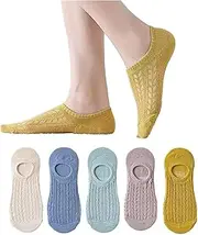[FBIEE88TR] 5/10 Pairs Women No Show Socks Mesh & Breathable Invisible Boat Socks Non-Slip Low Cut Liner Socks(5 Pairs-Set E)
