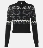 [Perfect Moment] Perfect Moment Nordic intarsia wool half-zip sweater AU 16 black