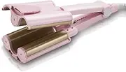 Hair Curling Iron Big Waver Heating Curler Crimper Ceramic Professional Triple Barrel Egg Roll Styling Tools Styler Wand (Color : Pink)