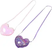 [TOVINANNA] Fashionable Single Strap Sequin Bag Heart Shaped Purse Small Shoulder Bag for Girls Kids Coin Purse