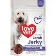 Love Em Grain Free Lamb Jerky w/ Rosemary Dog Treats 6 x 200g