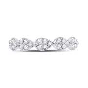 14k White Gold Round Diamond Teardrop Stackable Band Ring 1/3 Ctw