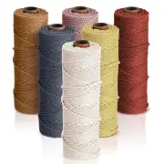 6 Rolls Macrame Cord 3mm x 328 Yards Cotton Rope Colored Yarn Twine Soft Colors