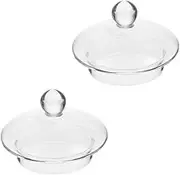 2-Pack Glass Teapot Replacement Lid - Clear Teapot Accessories with Strainer Cover for Home Kitchen Teapots