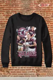 NRL “MANLY SEA EAGLES” CUSTOM DESIGN GRAPHIC PRINT CREW JUMPER - SIZES S-3XL