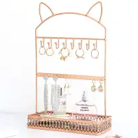 在飛比找momo購物網優惠-【WO HOME】格調簡約貓耳金屬珠寶展示架(金色首飾架/首