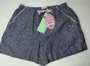 NWT LADIES PETER ALEXANDER DENIM BLUE PINK STRIPE PYJAMA SHORTS SIZE XS