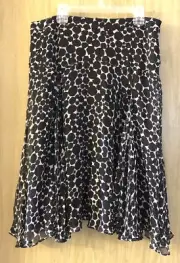 Alfani Women’s White W/Black Polka Dots Silk Chiffon Skirt Size 6 NWT MSRP$89.99