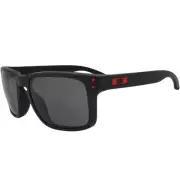 Oakley OO 9102-U255 Holbrook Matte Black Red Prizm Grey Lens Mens Sunglasses
