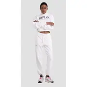 Replay Womens Sweat Pants Rose Label Organic Cotton Fleece White