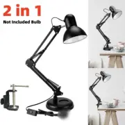 Super Bright Swing Arm Desk Lamp Clamp on Table Light With Metal Clip &Lamp Base