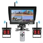 7" Wireless Rear View Monitor +2 Reversing Camera Kit Caravan Bus Truck 12V 24V