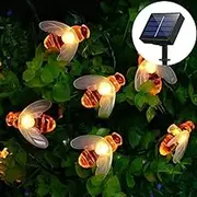 E-Simpo Solar String Lights 20LED 4.8M Outdoor Waterproof Honey Bees Decor for Garden Xmas Decorations Warm White (Warm White)