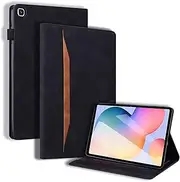 [CXTcase] Case for Galaxy Tab S6 Lite,Skin Feel PU Leather Wallet Protective Cover with Card Slots and Stand Function for Samsung Galaxy Tab S6 Lite 10.4" 2022/2020 SM-P610/P613/P615/P619 - Black