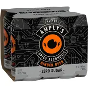 Amply's Zero Sugar Ginger Beer 330mL x 4 pack