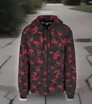 NEW 48 Alexander McQueen MCQ Red & Black Swallow Parka Jacket Hoodie Coat $620