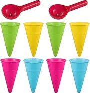 Kisangel 10pcs Outdoor Beach Toys Plastic Ice Cream Cones Scoop Set Kids Sand Mold Toys Seaside Play Sand Toys for Children Toddlers ( Random Color )
