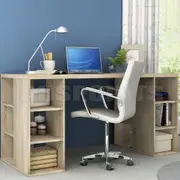 Light Oak Desk With Bookcase Shelves Office Computer Desk Table Storage Shelf